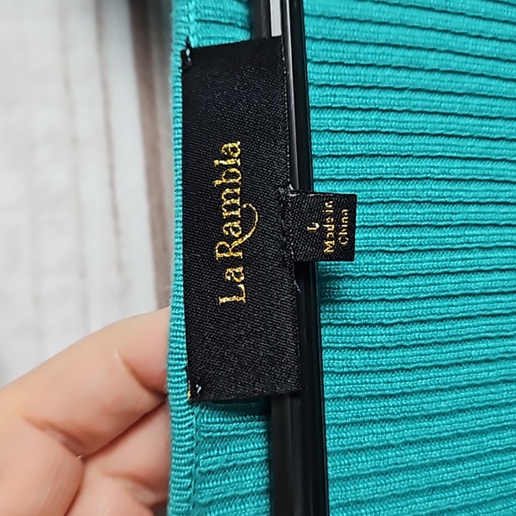 NWT La Rambla Teal Strap Cut Out Ribbed Sweater - Size Large - Picture 8 of 12